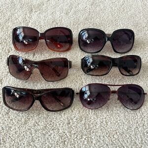 Lot of Six Pairs of Fossil Sunglasses Vintage Y2K Embellished Tortoise Polarized
